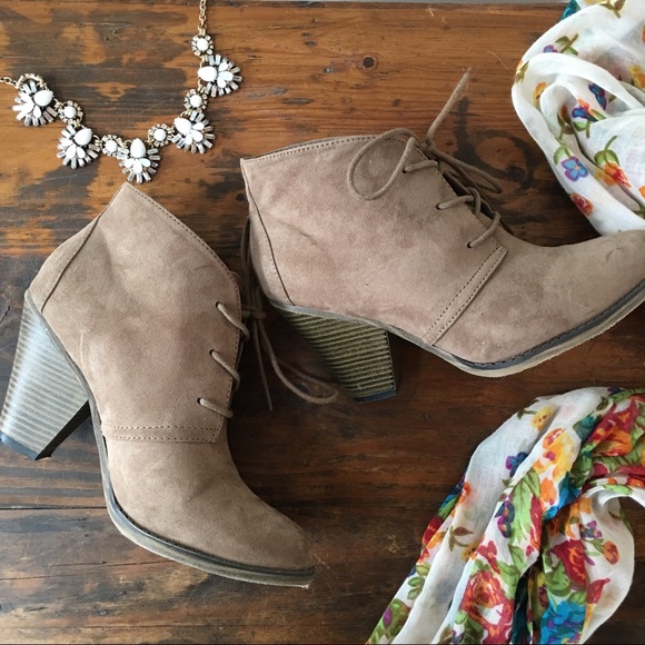 Mia Shoes - MIA Suede Lace Up Booties